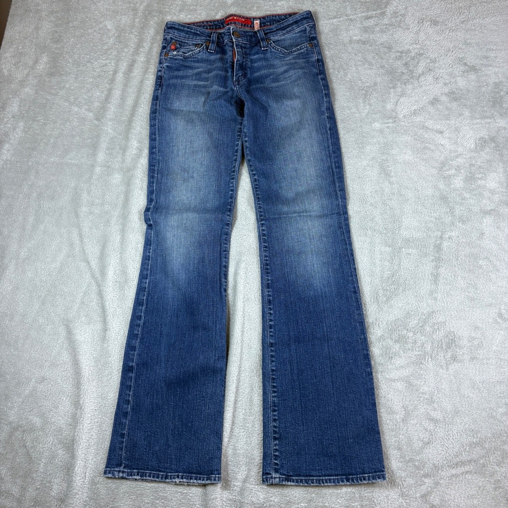 Big Star Jeans Womens 27R (Fits 30x32) Bootcut Whiskered Faded Blue Stretch USA‎